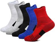 yoknatt elite basketball socks - calf high cushioned thick hiking socks - athletic crew socks for men, women, and boys logo