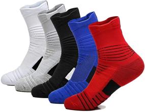 img 4 attached to Yoknatt Elite Basketball Socks - Calf High Cushioned Thick Hiking Socks - Athletic Crew Socks for Men, Women, and Boys