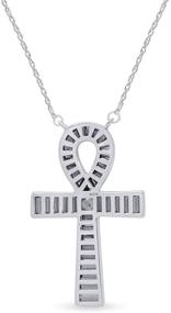 img 2 attached to 🔱 Elegant Egyptian Ankh Baguette CZ Cross Pendant Necklace in 925 Sterling Silver