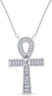 🔱 elegant egyptian ankh baguette cz cross pendant necklace in 925 sterling silver logo