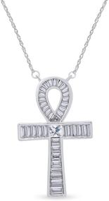 img 4 attached to 🔱 Elegant Egyptian Ankh Baguette CZ Cross Pendant Necklace in 925 Sterling Silver