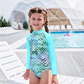 img 2 attached to 👙 Premium Girls Two Piece Rash Guard Swimsuits Set with UPF 50+ Sun Protection - Kids Sunsuits Swimwear Set