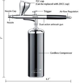 img 2 attached to 🖌️ I-BEAUTEE Комплект Аэрографа 27PSI: Перезаряжаемый Беспроводной Компрессор, Ручная Пневматическая Пистолетка с Двойным Действием - Прекрасная Портативная Аэрография для Парикмахера, Ногтевого Искусства, Макияжа, Модельной Живописи (Черный)
