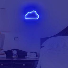 img 1 attached to 🌙 AUSAYE Blue Cloud Night Light Neon Sign LED Lamp - USB Operated Wall Decor for Home, Kids Room, Living Room, Bar - Ideal for Christmas, Wedding, Party Décor