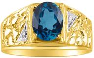💎 rylos designer men's rings - yellow gold plated silver nugget ring with oval 9x7mm gemstone, diamonds, and birthstone - color stone birthstone rings for men - silver rings in sizes 8, 9, 10, 11, 12, 13 logo
