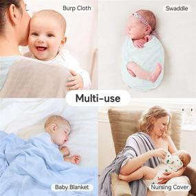img 1 attached to 🏻 Momcozy Muslin Swaddle Blankets: Soft Silky Baby Blankets for Boys & Girls - 4-Pack 70% Bamboo & 30% Organic Cotton, Unisex Design - 47x47 inches