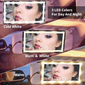 img 3 attached to 💄 Car Visor Vanity Mirror: Illuminated Makeup Mirror with 60 LEDs, 3 Light Modes, Touch Screen, USB Powered - Clip-on Vanity Mirror for Women (Black)