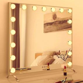 img 1 attached to 💄 Luxurious Hollywood Lighted Makeup Mirror - NICESTi Large Vanity Mirror with 17 Dimmable LED Bulbs (24x21 inch) for Dresser, Bedroom, Tabletop or Wall Mounted, featuring Smart Touch Control for Enhanced Convenient Usage
