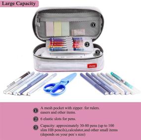 img 1 attached to 🖋️ Rosy Orrini Pencil Case - Large Capacity Pen Bag & Organizer Pouch, Ideal for Students, Women, Men, School, Office Supplies, Makeup Stationery Desk Organizer