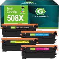 greenbox compatible toner cartridge replacement for hp 508x 508a cf360x cf361x cf362x cf363x - hp color laserjet enterprise m553dn m553n m553x m552dn m553 m577dn printer (black, cyan, yellow, magenta) logo