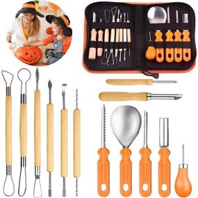 img 4 attached to 🎃 Elefama Halloween Pumpkin Carving Kit - 13PCS Professional Stainless Steel Pumpkin Carving Tools Set for Adults & Kids - Heavy Duty Pumpkin Carving Knife Set - Sculpting Jack-O-Lantern - Pumpkin Carver Kit