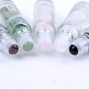img 2 attached to 💎 Constore Gemstone Roller Bottles: 5 PCS, 10ML, Refillable Roll On Bottles with Bamboo Lids and Healing Crystal Chips – Ideal for Perfumes and Aromatherapy Oils