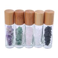 💎 constore gemstone roller bottles: 5 pcs, 10ml, refillable roll on bottles with bamboo lids and healing crystal chips – ideal for perfumes and aromatherapy oils logo