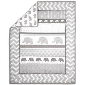 img 3 attached to 🐘 Grey Neutral Baby Crib Bedding Set by Belle - Elephant Walk Jungle Geometric Chevron 4-Piece Set