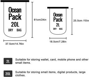 img 2 attached to 🌊 Diloco Waterproof Bag Set - 2L+20L Dry Bag with Ear Plugs for Camping, Swimming, Boating, Kayaking - Ideal for Outdoor Activities