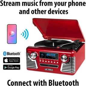 img 3 attached to 🎶 Victrola 1950s Retro Bluetooth Record Player & Multimedia Center - Built-in Speakers, 3-Speed Turntable, CD Player, AM/FM Radio, Vinyl to MP3 Recording, Wireless Music Streaming, Red