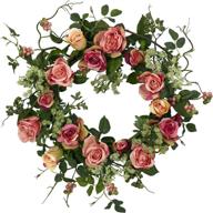 🍑 20-inch peach rose wreath – nearly natural 4802 for decor - 15" x 6" x 15 logo