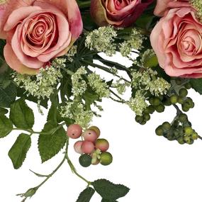 img 2 attached to 🍑 20-Inch Peach Rose Wreath – Nearly Natural 4802 for Decor - 15" x 6" x 15