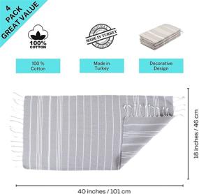 img 3 attached to 🛁 Turkish Hand Towel Set of 4 in Silver Gray - Ideal for Decorative Bathroom