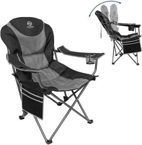 img 4 attached to Coastrail Outdoor Reclining Camping Chair: Comfortable Foldable Chair with Cup Holders, Head Bag, & Side Pockets, Supports up to 350lbs, Black & Grey