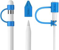 🖊️ fintie 3-piece silicone bundle for apple pencil 1st gen: soft protective cover, cap holder, nib cover, cable adapter tether - blue logo
