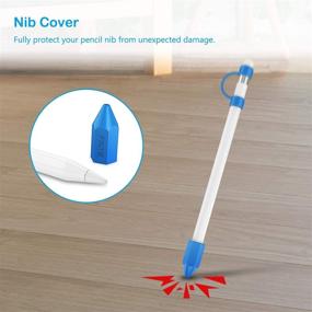 img 3 attached to 🖊️ Fintie 3-Piece Silicone Bundle for Apple Pencil 1st Gen: Soft Protective Cover, Cap Holder, Nib Cover, Cable Adapter Tether - Blue