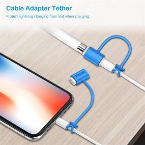 img 1 attached to 🖊️ Fintie 3-Piece Silicone Bundle for Apple Pencil 1st Gen: Soft Protective Cover, Cap Holder, Nib Cover, Cable Adapter Tether - Blue