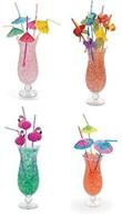 🍹 tropical drinking straws: 48 assorted luau wedding hawaiian umbrella flamingo flower decorations logo