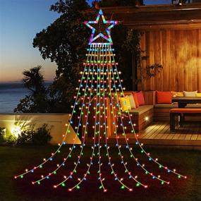 img 4 attached to 🎄 Enhance Your Party with JBNEG Waterfall Christmas Cone Tree Lights - Starry Fairy Curtain Lights for Indoor/Outdoor Decorative Water Flow and Wedding Patio Ambiance (White)