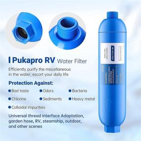 img 2 attached to 🚰 Фильтр для воды Pukapro RV - Инлайн-фильтр с гибким металлическим защитным шлангом | Незаменимый аксессуар для кемпинга, при путешествиях на домах на колесах и для садоводства | Уменьшает запахи, хлор и осадок в воде (2 упаковки)