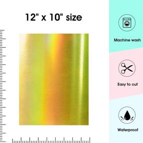 img 3 attached to 🌈 KENICUT Rainbow Reflective Holographic Heat Transfer Vinyl HTV Iron on Vinyl for T-Shirts - 12"x10" 13 Sheets, Featuring 8 Assorted Colors - Premium PU Bundle