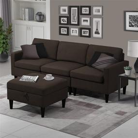 img 3 attached to 🛋️ CHADIOR Convertible Sectional Sofa: Stylish and Space-Saving L-Shaped Couch with Reversible Chaise, Storage Ottoman, and Modern Linen Fabric (Brown) - Perfect for Small Living Rooms and Apartments