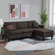 🛋️ chadior convertible sectional sofa: stylish and space-saving l-shaped couch with reversible chaise, storage ottoman, and modern linen fabric (brown) - perfect for small living rooms and apartments логотип