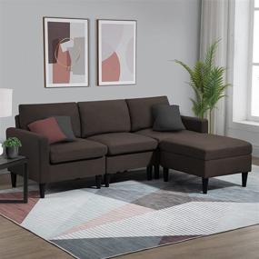 img 4 attached to 🛋️ CHADIOR Convertible Sectional Sofa: Stylish and Space-Saving L-Shaped Couch with Reversible Chaise, Storage Ottoman, and Modern Linen Fabric (Brown) - Perfect for Small Living Rooms and Apartments