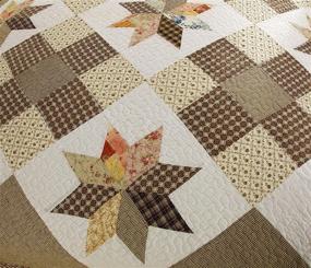 img 3 attached to 🏡 Bringing Vintage Farmhouse Elegance: Brandream Queen Size Luxury Patchwork Quilts Bedspread Set