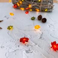 🍁 tamoyo maple leaf string lights: festive 10 ft 40 led battery operated christmas decorations for indoor/outdoor, forest themed parties & garden décor логотип