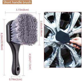 img 2 attached to 🧹 Nolimas 12-Piece Car Wheel and Tire Brush Kit with 17-Inch Long Wheel Brush, Short Handle Tire Brush, 5 Detailing Brushes, and 3 Wire Brushes for Efficient Cleaning of Car Wheels, Interior, and Exterior