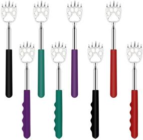 img 4 attached to 🐻 Extendable Adult Back Scratcher Set - Bear Claw Back Scratchers for Men - Portable Telescoping Backscratcher with Rubber Handles in Black, Green, Purple, Red Shades