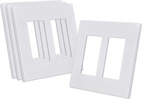 img 4 attached to CML 2 Gang Outlet Covers: 4 Pack Screwless Decorator Wall Plate, Hidden Screw Smooth Face, Standard Size 4.68”X 4.72”, Impact Resistant, White