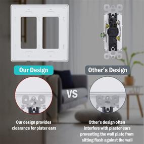 img 3 attached to CML 2 Gang Outlet Covers: 4 Pack Screwless Decorator Wall Plate, Hidden Screw Smooth Face, Standard Size 4.68”X 4.72”, Impact Resistant, White