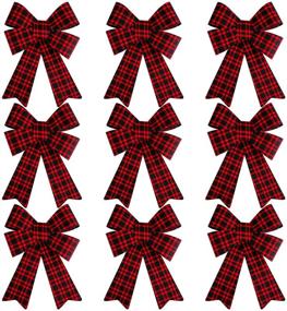 img 4 attached to 🎀 URATOT 9 Pack Red Christmas Wreaths Bows - Festive Velvet Holiday Xmas Embellishments for Crafts, Decor, Weddings - 9 x 12 Inches