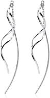 sluynz 925 sterling silver wave curve threader earrings chain for women girls with tassel dangle logo