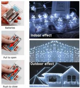 img 3 attached to Рождественские гирлянды со снежинками - 20 футов, 40 светодиодных феерических огней, работающих на батарейках, водонепроницаемые, сверкающие, предназначенные для украшения внутри и снаружи, в спальне, на вечеринках, на патио, в комнате, в саду, в доме, на рождественской елке - белого цвета.