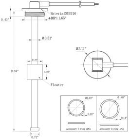 img 1 attached to 📏 9.5" Resistive Fuel Tank Level Sensor - S3: High-Quality Stainless Steel Liquid Level Gauge for Trucks, Buses, Generators, & Gen Sets