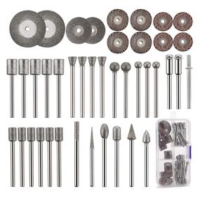 img 4 attached to 🔨 Cedilis Stone Carving Set, 43-Pack - 26 Diamond Burr Bits, 10 Impeller, 4 Diamond Cutting Wheel, 3 Metal Dremel, Polishing Rotary Tools for Stone, Rocks, Jewelry, Glass, Ceramics