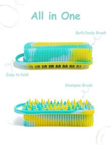 img 2 attached to BSROLUNA Silicone Exfoliating Body Scrubber in Camouflage Green - 2 in 1 Soft 🌿 Body Scrubbers with Scalp Massager & Shampoo Brush - Eco-Friendly, Lathers Well, Easy to Clean