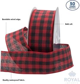 img 1 attached to 🎀 Royal Imports Black and Red Buffalo Checkered Plaid Christmas Ribbon Wired, 2.5" (#40), Gingham Design for Bow Making, Gift Wrapping, Wreaths, Holiday - 50 Yd Roll (150 FT Spool)