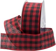 🎀 royal imports black and red buffalo checkered plaid christmas ribbon wired, 2.5" (#40), gingham design for bow making, gift wrapping, wreaths, holiday - 50 yd roll (150 ft spool) logo