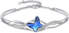 img 4 attached to 🦋 GEORGE·SMITH Women's Crystal Butterfly Bracelets in Silver, Birthday Jewelry Gifts for Girls and Wives with Charms