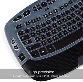 img 3 attached to 🖤 Black Keyboard Cover for Logitech K350 MK570 MK550 Wireless Wave Keyboard - Protective Skin & Accessories for Logitech K350 MK550 MK570 Keyboard